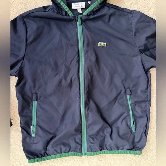 Lacoste Boys Navy and Green Hooded Jacket - Picture 4 of 9